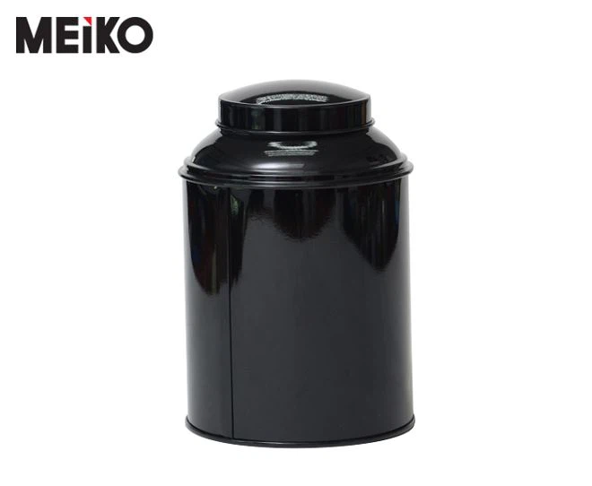 Paint Round Black Tea Caddy Tin Jar