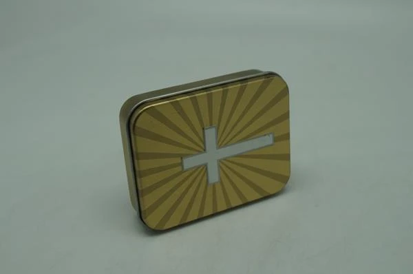Cross Decoration OEM Tin Gift Card Box