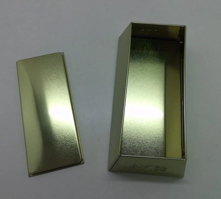 Gold Brick Shape Cocoa Tin Box