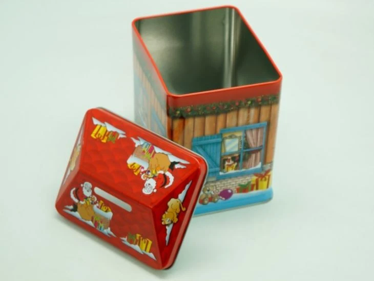 Tin Saving Bank With Roof Top