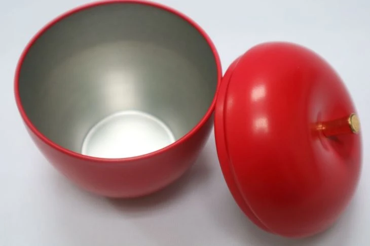 Apple Shaped Christmas Gift Tin Jar