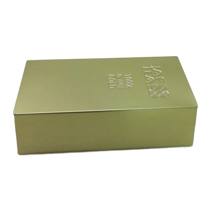 Gold Brick Shape Cocoa Tin Box
