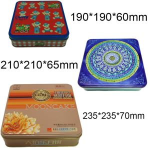 3 Pcs Of Square Tin Set For Biscuits